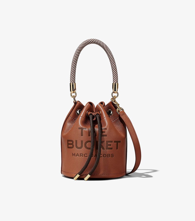 Women\'s Marc Jacobs Leather Bucket Bags Brown | UAE-057692