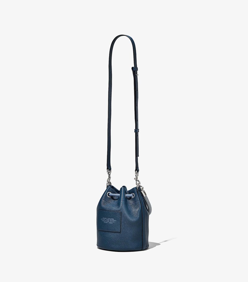 Women's Marc Jacobs Leather Bucket Bags Navy | UAE-180437