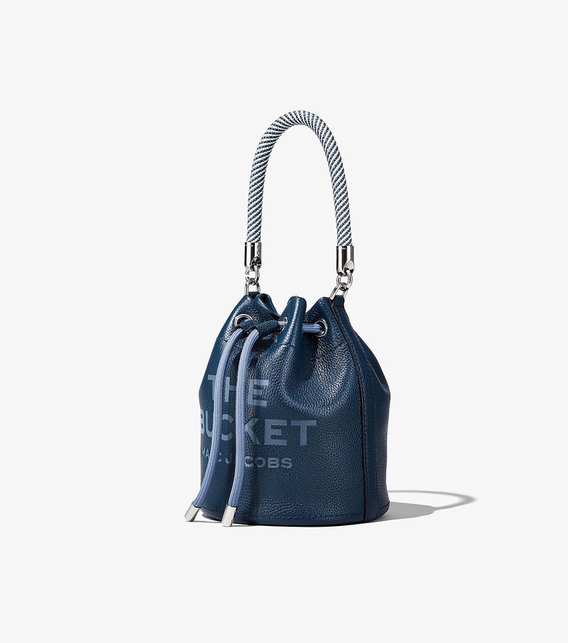 Women's Marc Jacobs Leather Bucket Bags Navy | UAE-180437