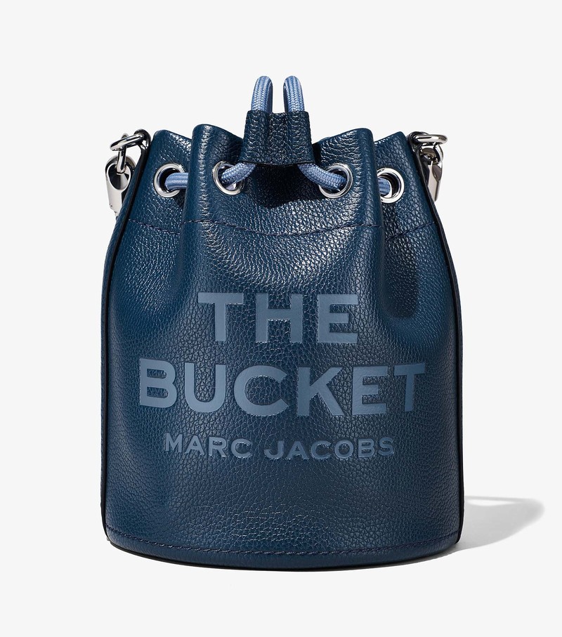 Women's Marc Jacobs Leather Bucket Bags Navy | UAE-180437