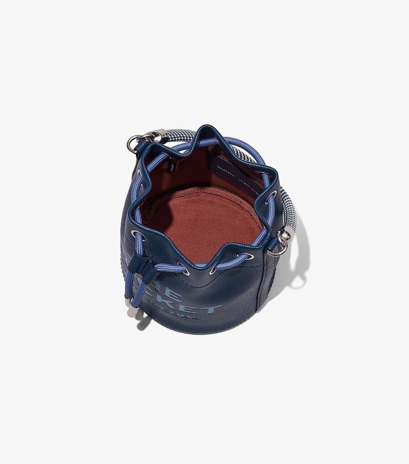 Women's Marc Jacobs Leather Bucket Bags Navy | UAE-180437