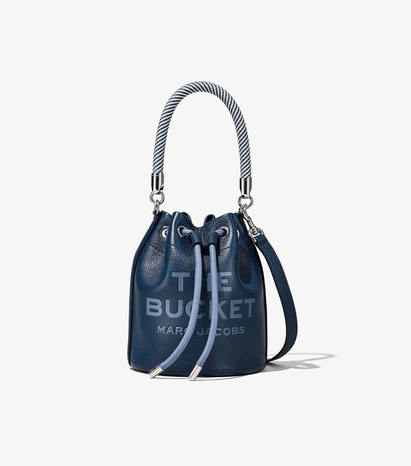 Women\'s Marc Jacobs Leather Bucket Bags Navy | UAE-180437