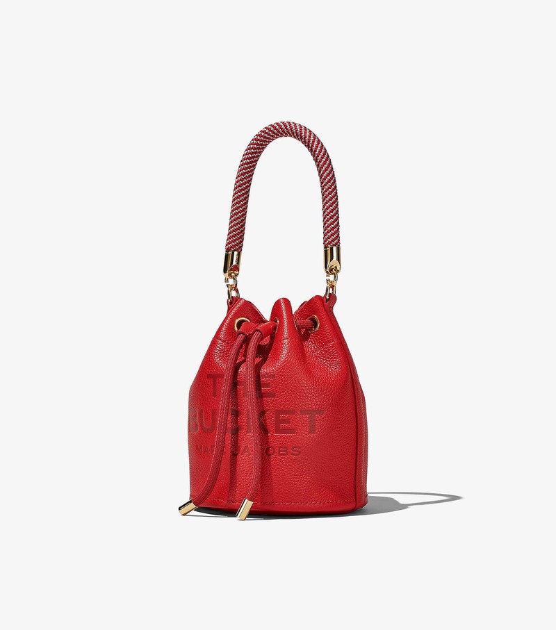 Women's Marc Jacobs Leather Bucket Bags Red | UAE-247308