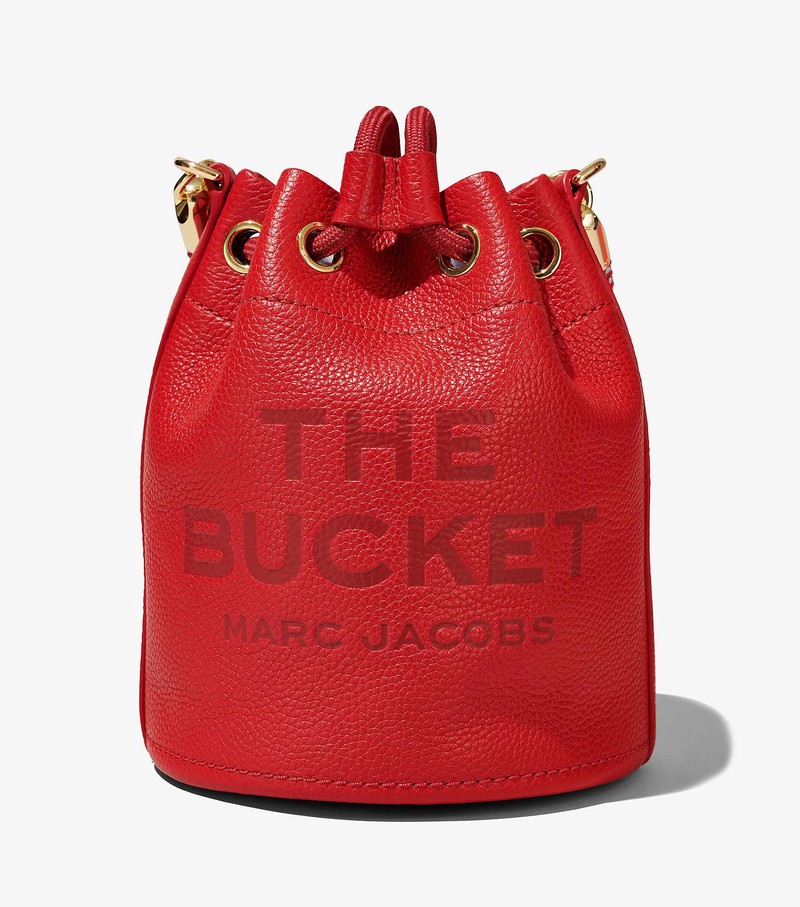 Women's Marc Jacobs Leather Bucket Bags Red | UAE-247308