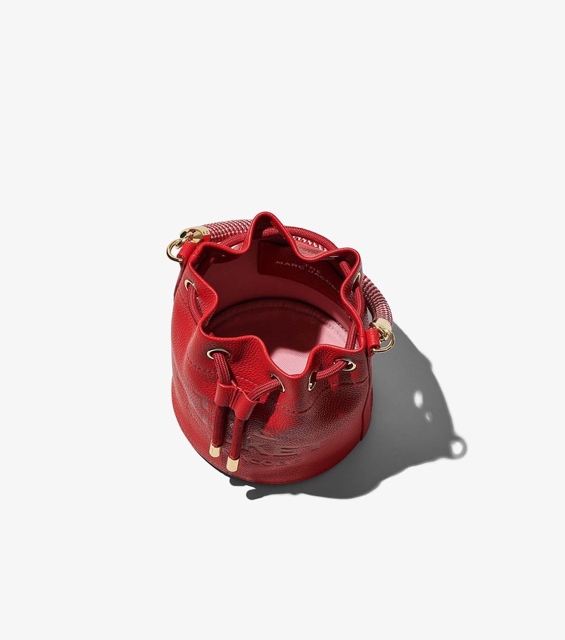 Women's Marc Jacobs Leather Bucket Bags Red | UAE-247308