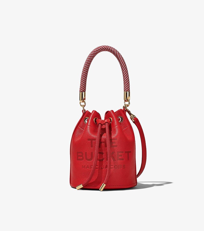 Women\'s Marc Jacobs Leather Bucket Bags Red | UAE-247308