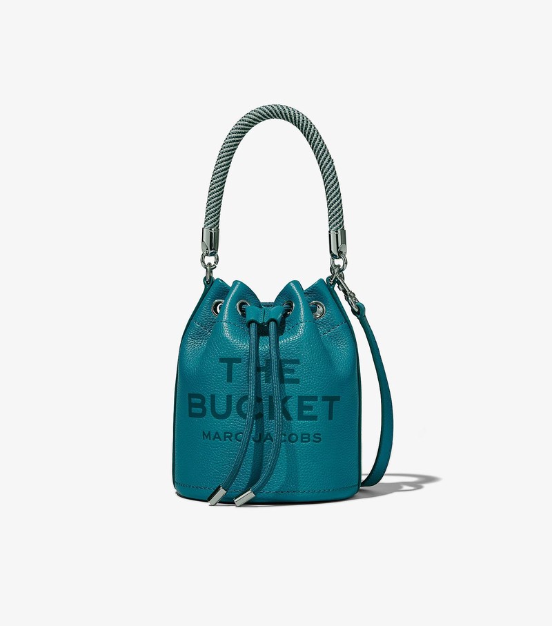 Women\'s Marc Jacobs Leather Bucket Bags Blue | UAE-681745