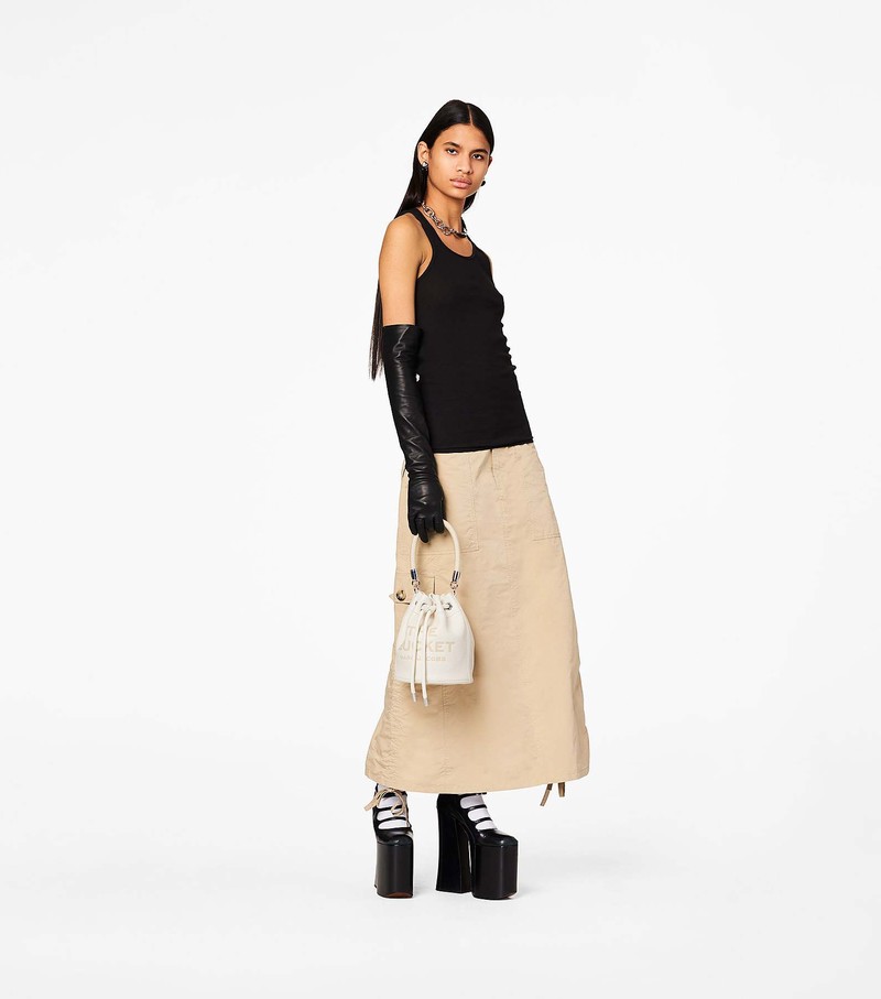 Women's Marc Jacobs Leather Bucket Bags White | UAE-740963