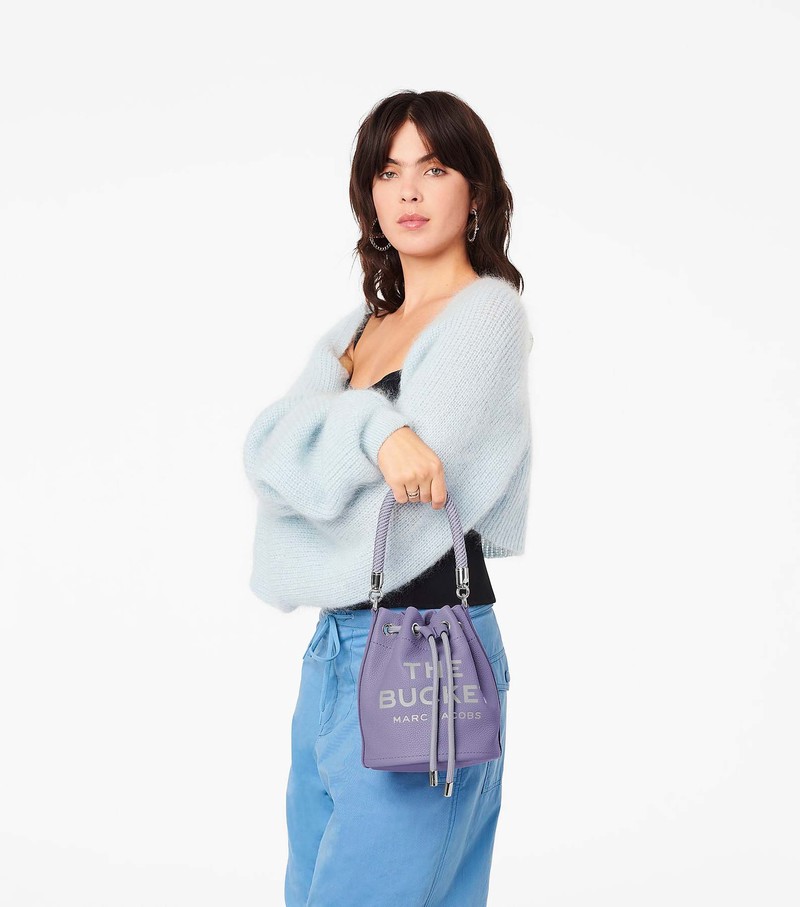 Women's Marc Jacobs Leather Bucket Bags Purple | UAE-835492