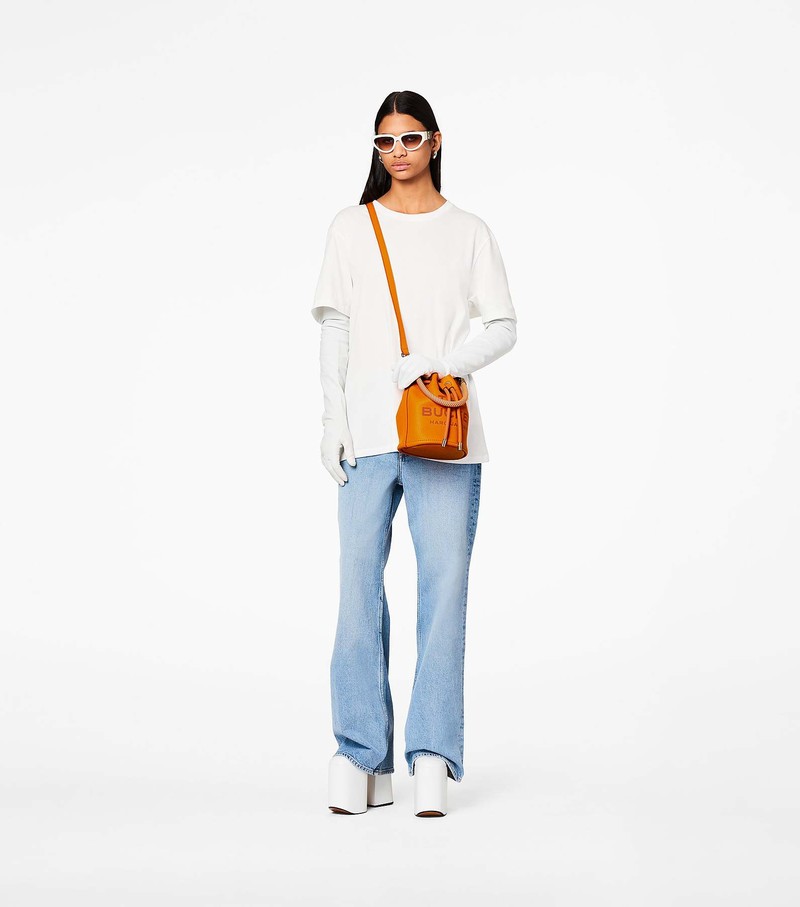 Women's Marc Jacobs Leather Bucket Bags Orange | UAE-918305