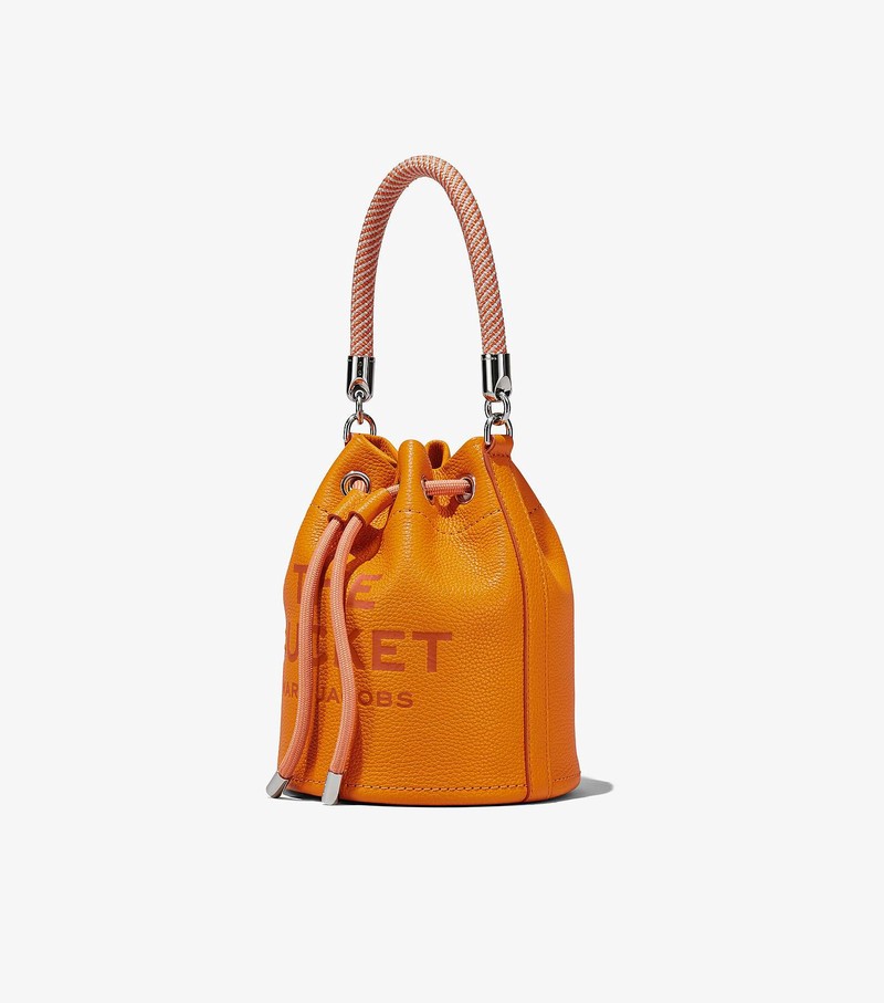 Women's Marc Jacobs Leather Bucket Bags Orange | UAE-918305