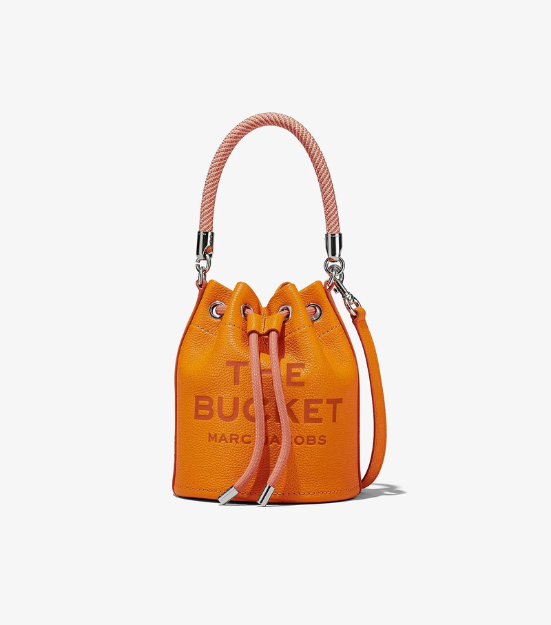 Women\'s Marc Jacobs Leather Bucket Bags Orange | UAE-918305