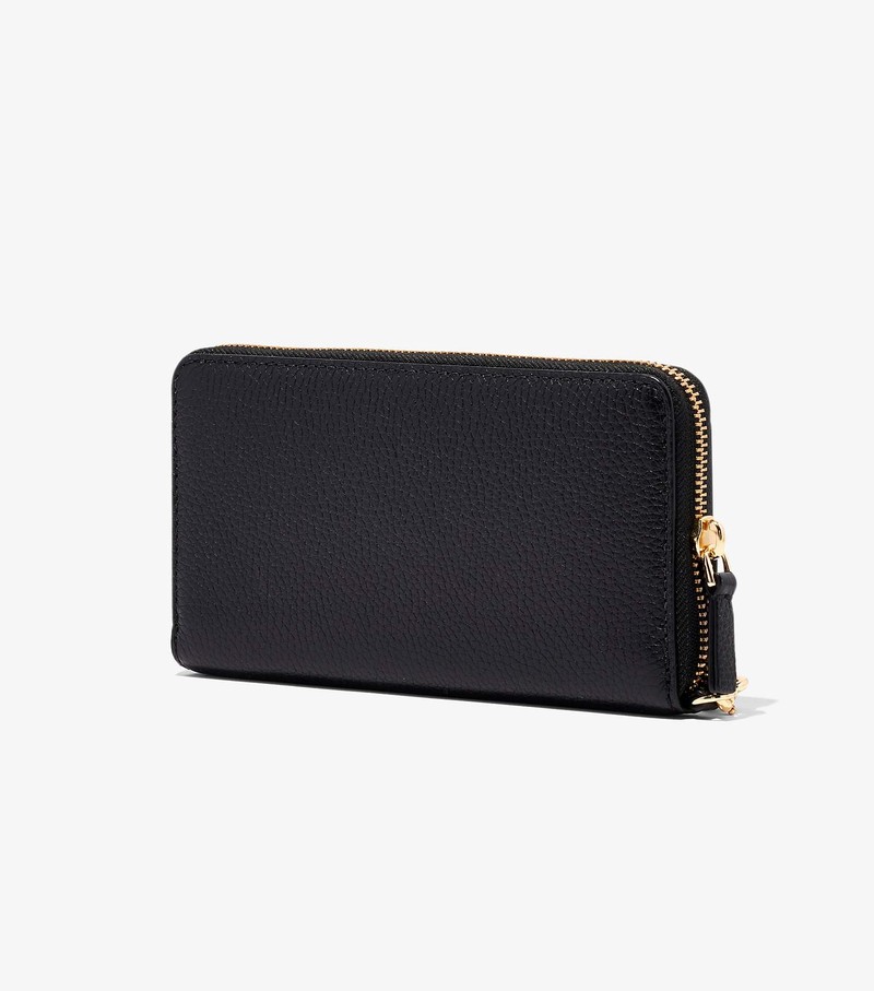 Women's Marc Jacobs Leather Continental Large Wallets Black | UAE-461870