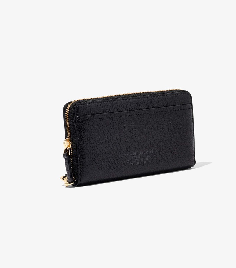 Women's Marc Jacobs Leather Continental Large Wallets Black | UAE-461870