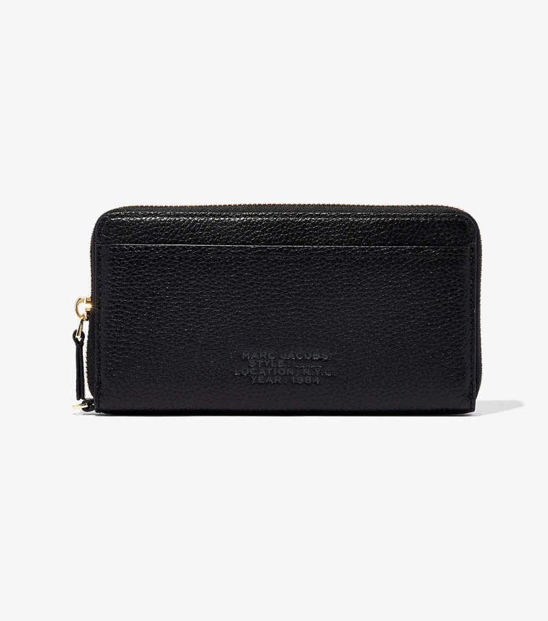 Women's Marc Jacobs Leather Continental Large Wallets Black | UAE-461870