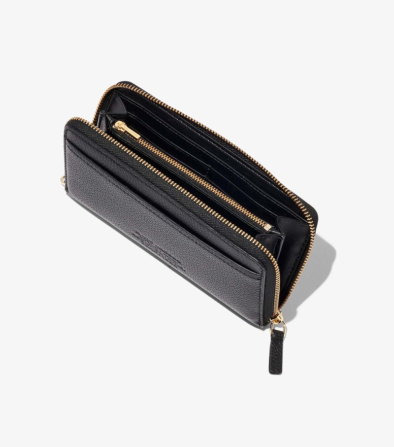 Women's Marc Jacobs Leather Continental Large Wallets Black | UAE-461870