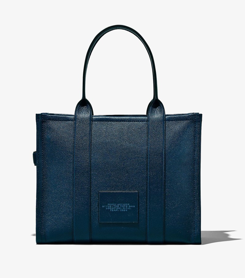 Women's Marc Jacobs Leather Large Tote Bags Navy | UAE-138045