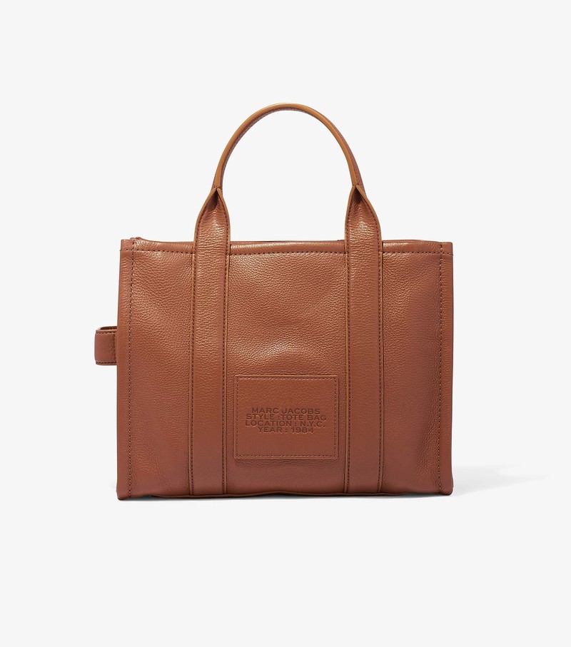 Women's Marc Jacobs Leather Medium Tote Bags Brown | UAE-137524