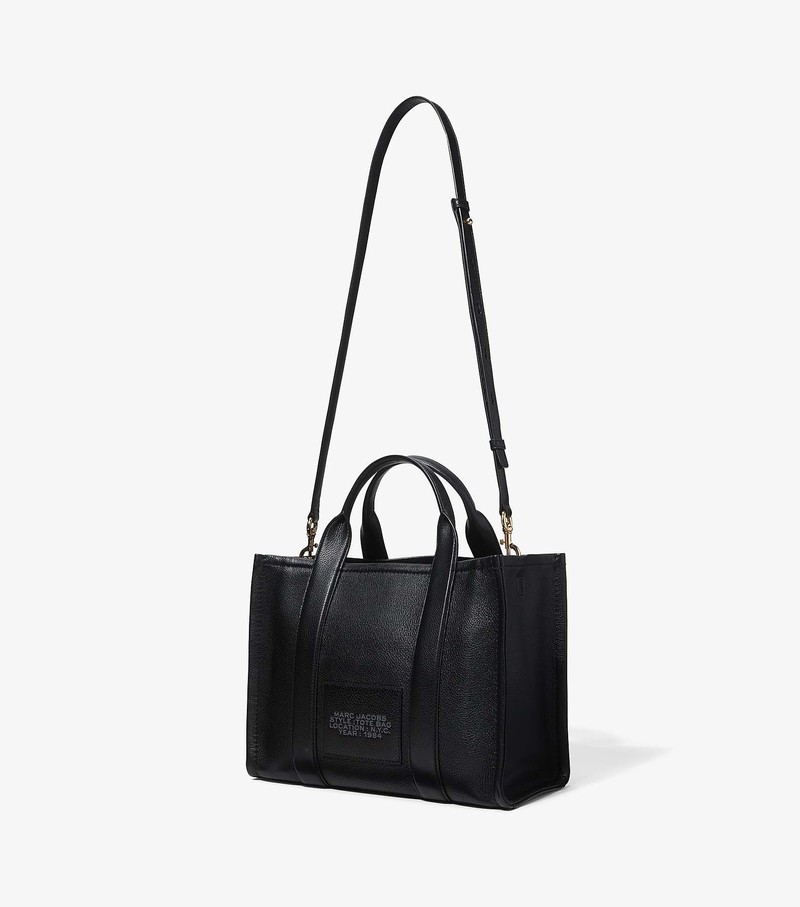 Women's Marc Jacobs Leather Medium Tote Bags Black | UAE-186397