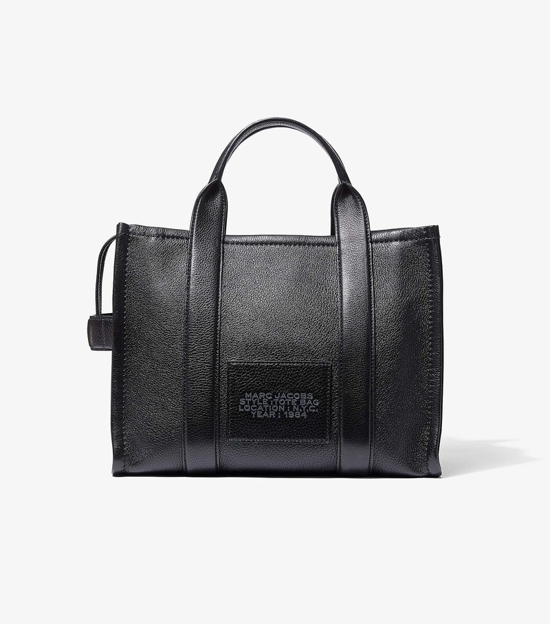 Women's Marc Jacobs Leather Medium Tote Bags Black | UAE-186397