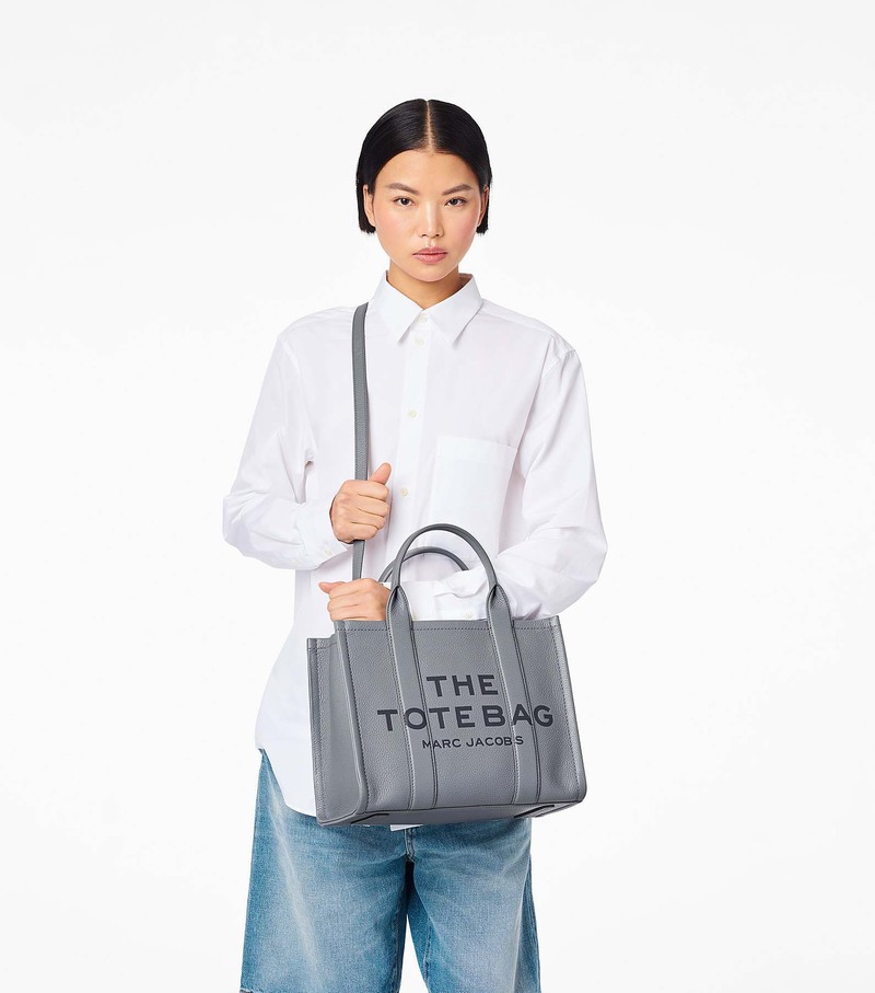 Women's Marc Jacobs Leather Medium Tote Bags Grey | UAE-460287