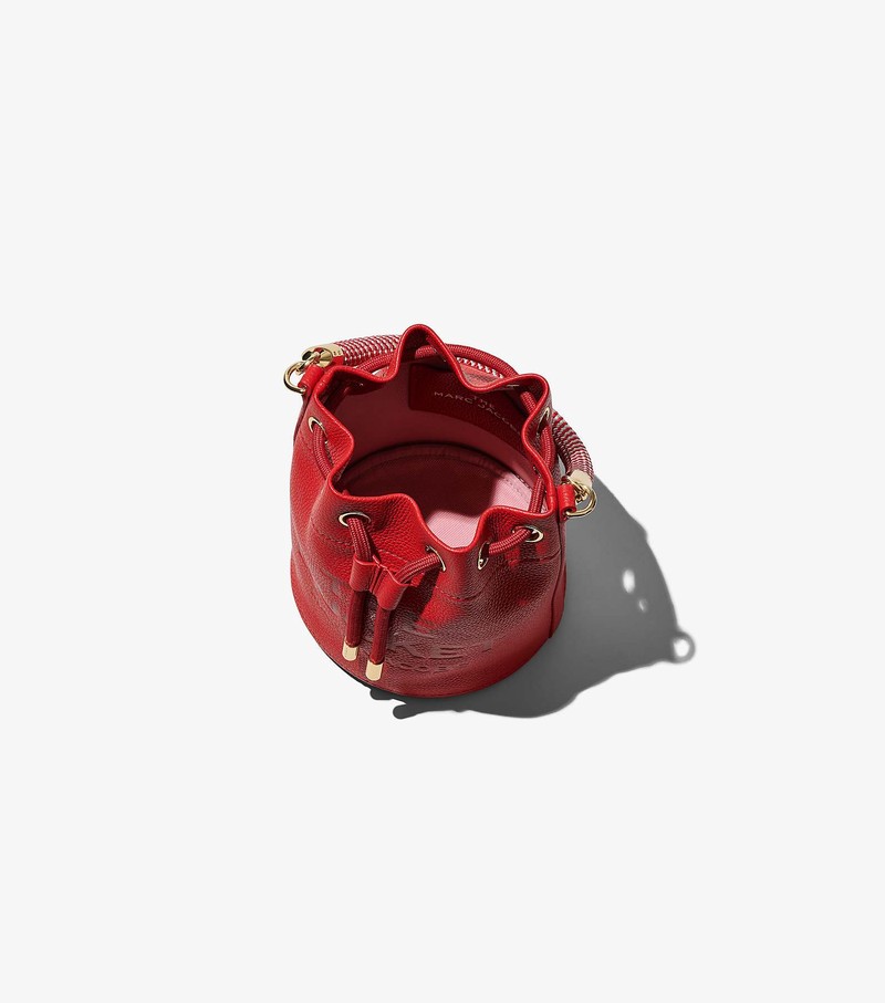 Women's Marc Jacobs Leather Micro Bucket Bags Red | UAE-129874