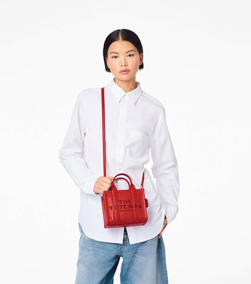 Women's Marc Jacobs Leather Micro Tote Bags Red | UAE-670289