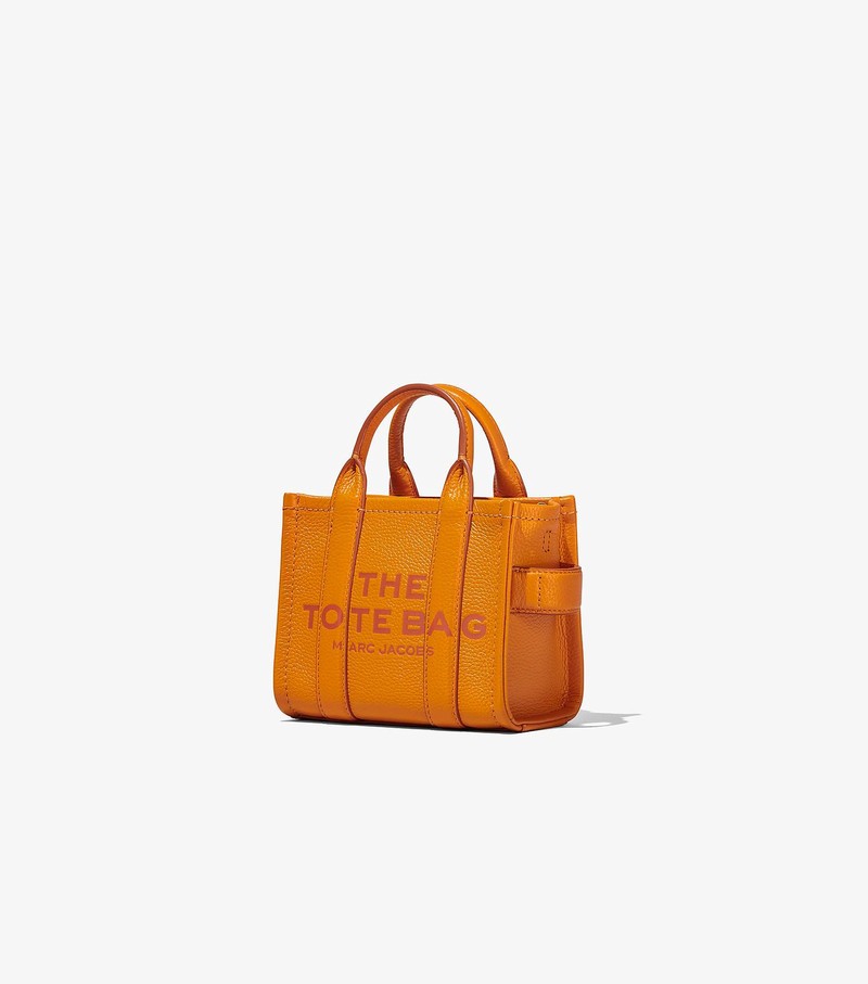 Women's Marc Jacobs Leather Micro Tote Mini Bags Orange | UAE-642935