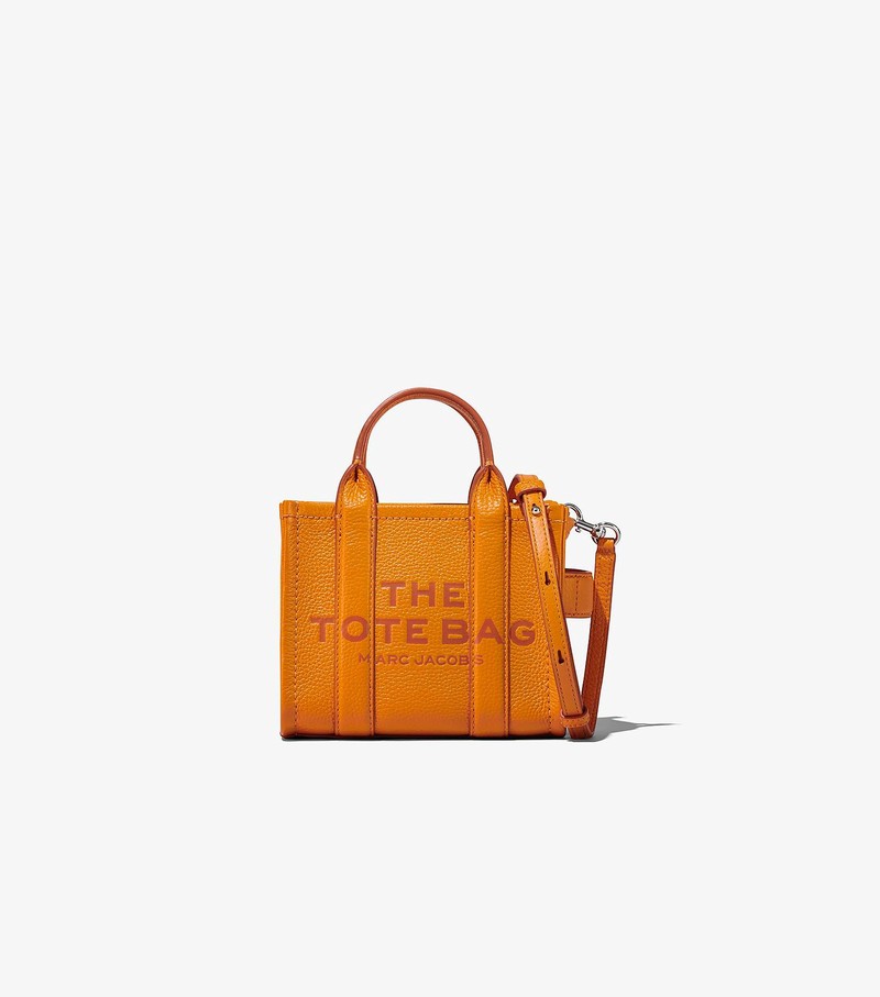 Women\'s Marc Jacobs Leather Micro Tote Mini Bags Orange | UAE-642935