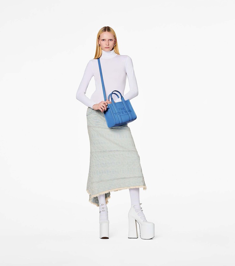 Women's Marc Jacobs Leather Mini Tote Bags Blue | UAE-794850