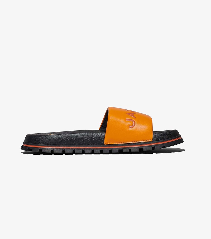 Women's Marc Jacobs Leather Sandals Orange / Black | UAE-716485