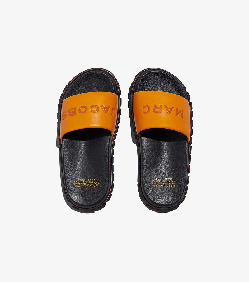 Women's Marc Jacobs Leather Sandals Orange / Black | UAE-716485