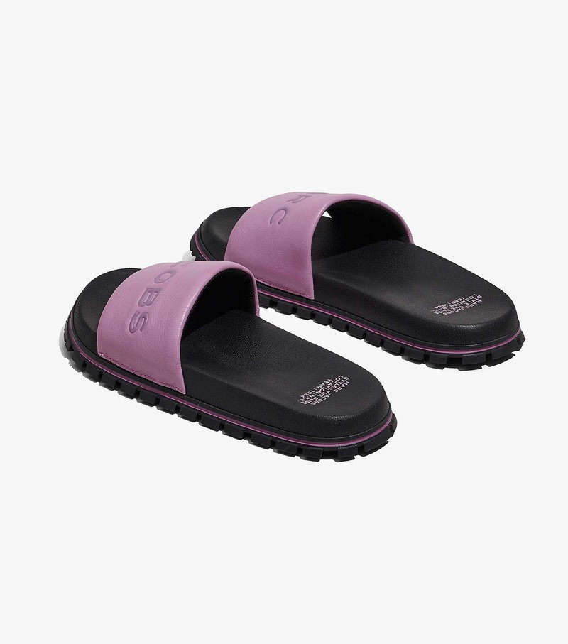 Women's Marc Jacobs Leather Sandals Purple / Black | UAE-024756