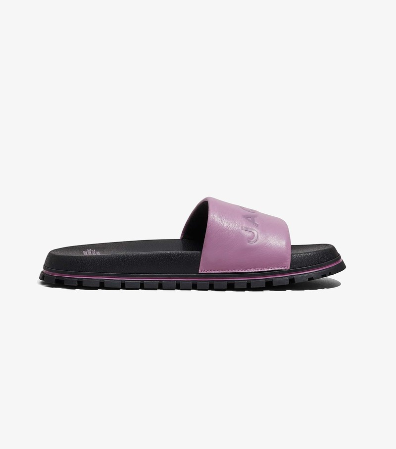 Women's Marc Jacobs Leather Sandals Purple / Black | UAE-024756