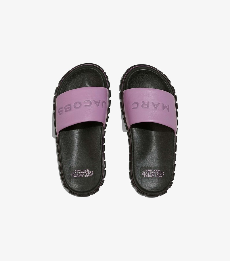 Women's Marc Jacobs Leather Sandals Purple / Black | UAE-024756