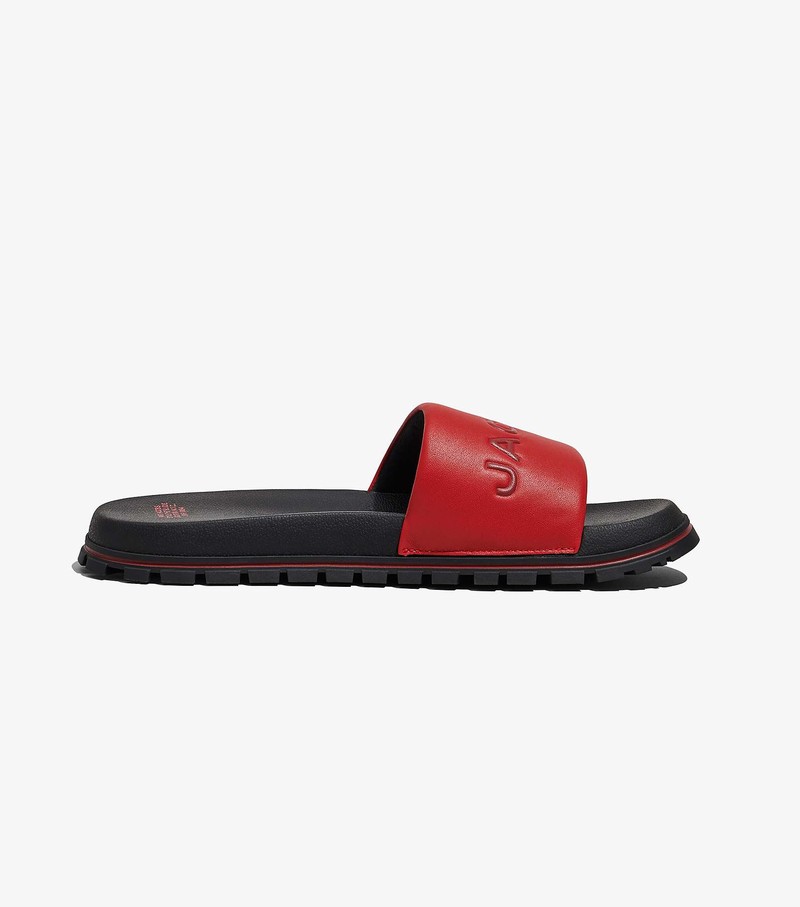 Women's Marc Jacobs Leather Sandals Red / Black | UAE-764915