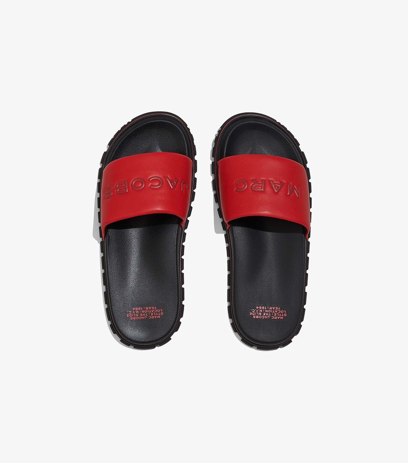 Women's Marc Jacobs Leather Sandals Red / Black | UAE-764915