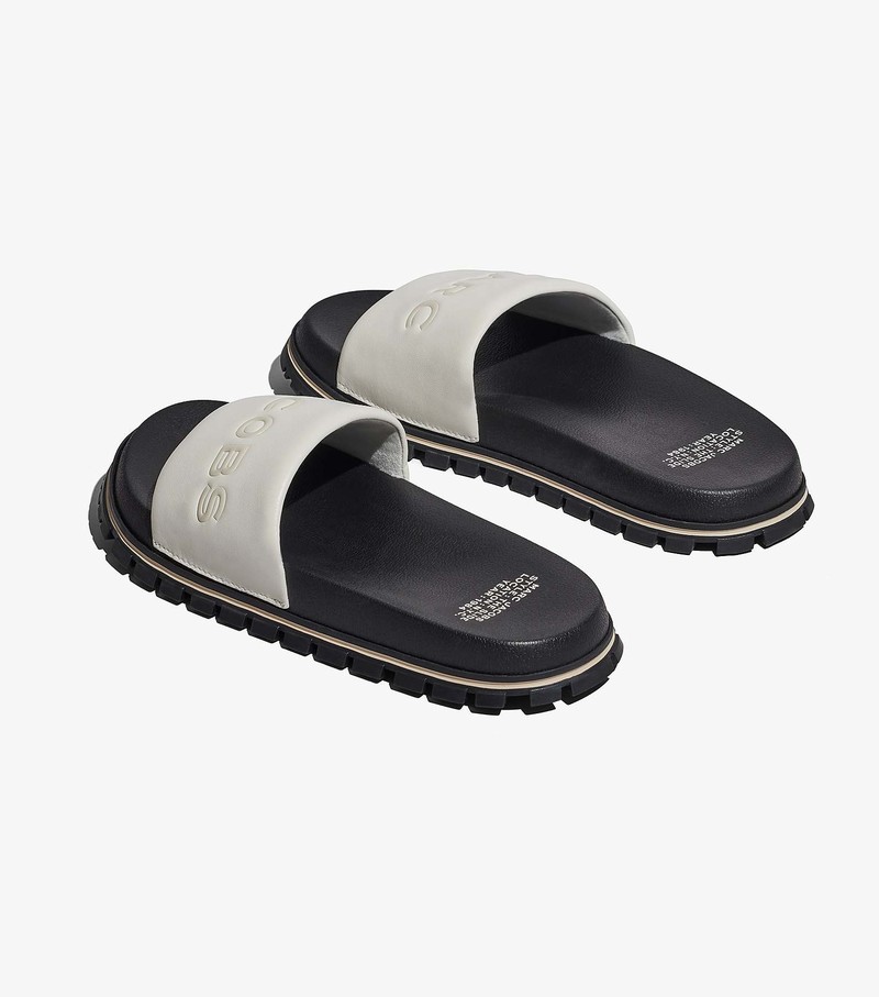 Women's Marc Jacobs Leather Sandals White / Black | UAE-098724