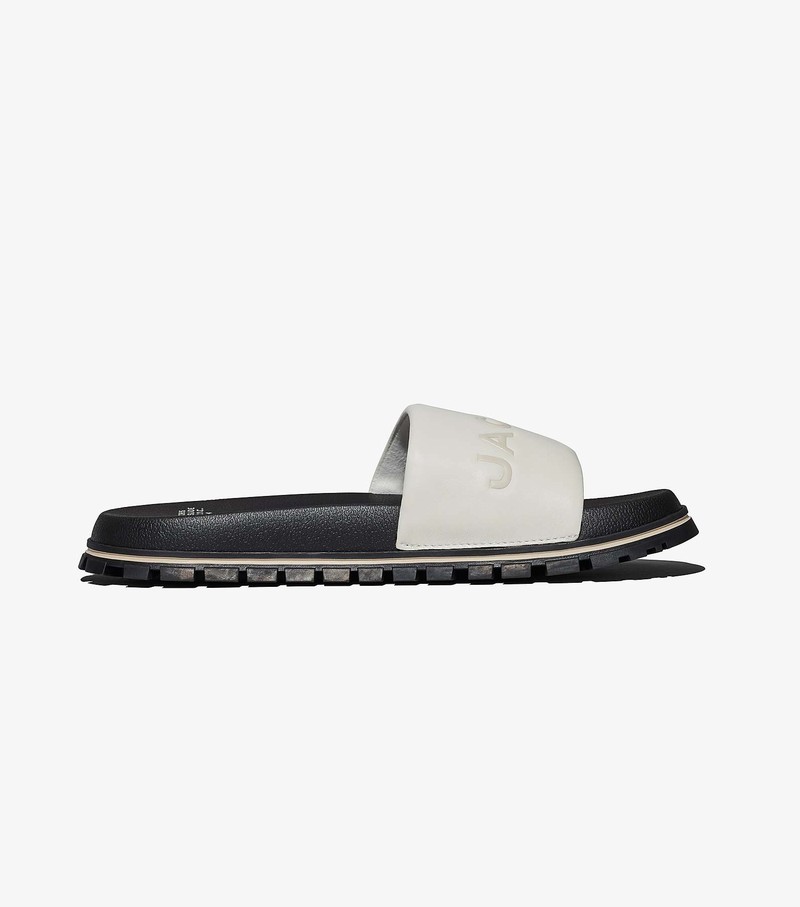 Women's Marc Jacobs Leather Sandals White / Black | UAE-098724