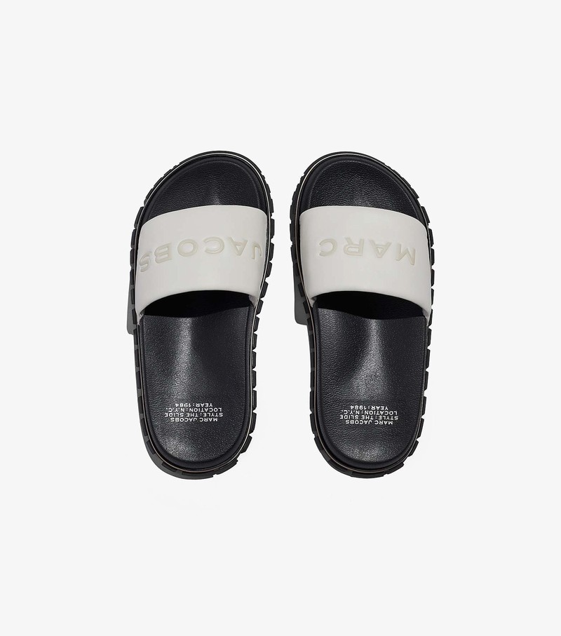 Women's Marc Jacobs Leather Sandals White / Black | UAE-098724