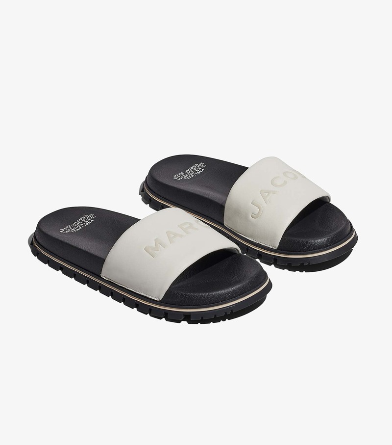 Women\'s Marc Jacobs Leather Sandals White / Black | UAE-098724