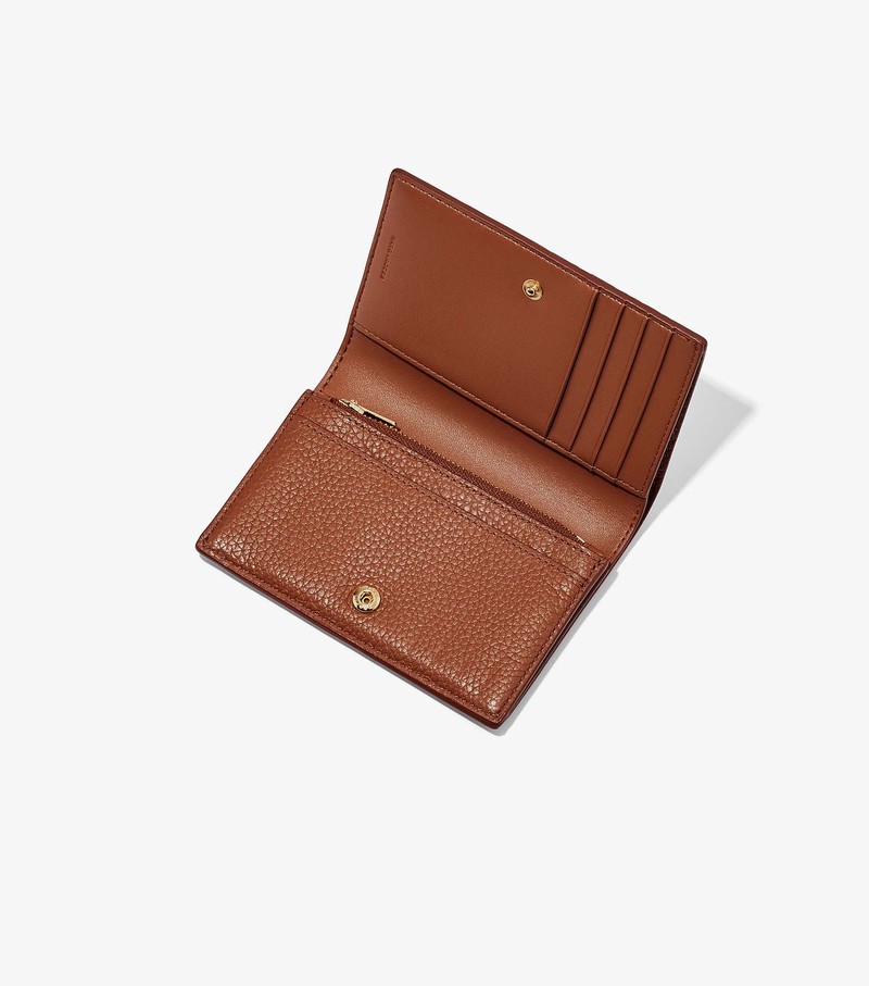 Women's Marc Jacobs Leather Small Bifold Small Wallets Brown | UAE-693528