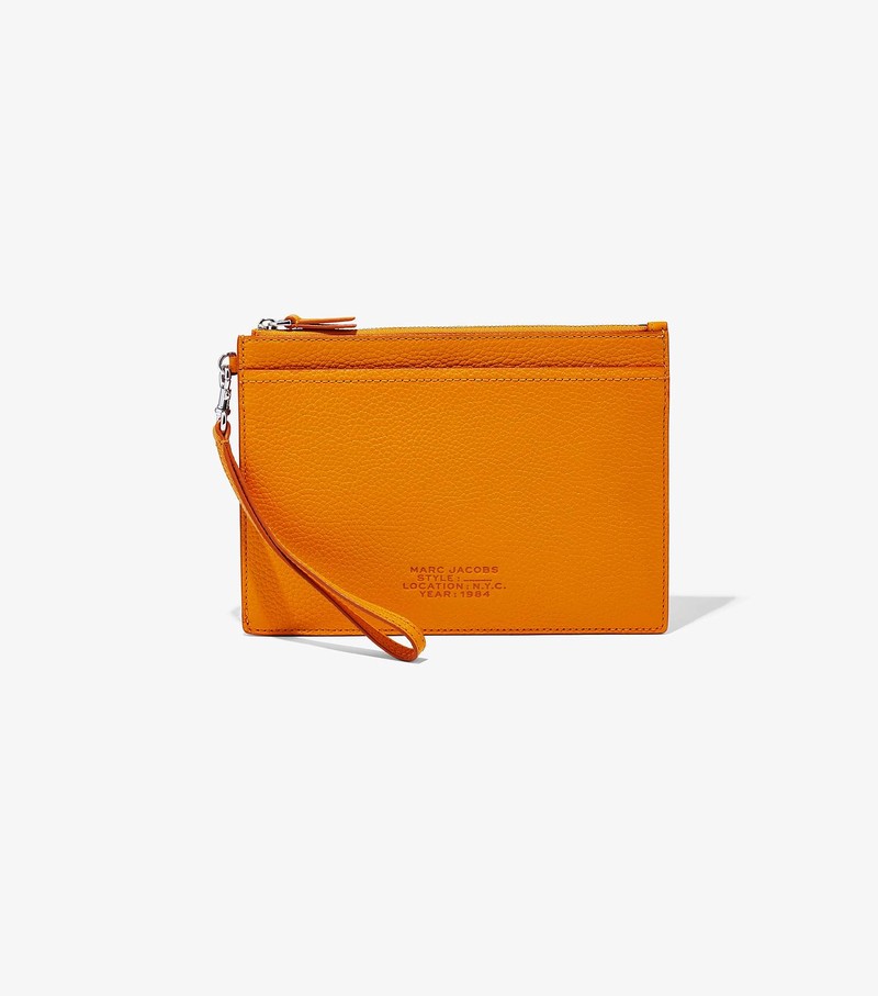 Women\'s Marc Jacobs Leather Small Wristlet Small Wallets Orange | UAE-859214