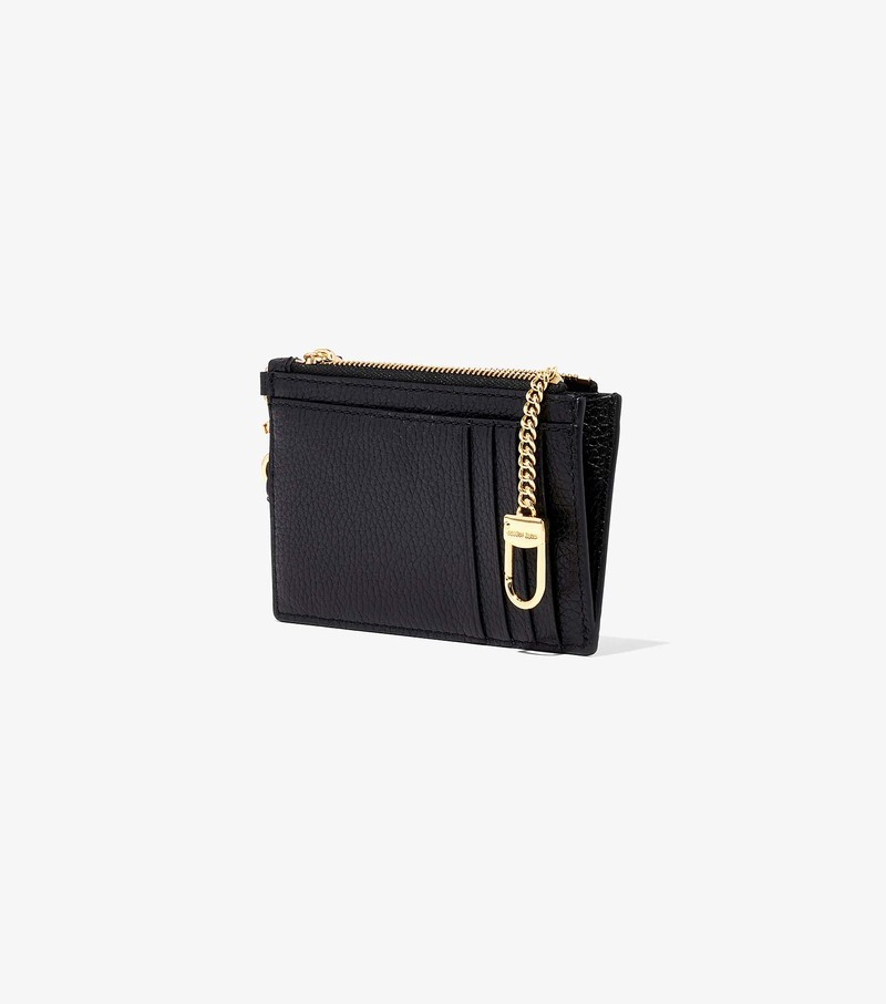 Women's Marc Jacobs Leather Top Zip Wristlet Small Wallets Black | UAE-108567