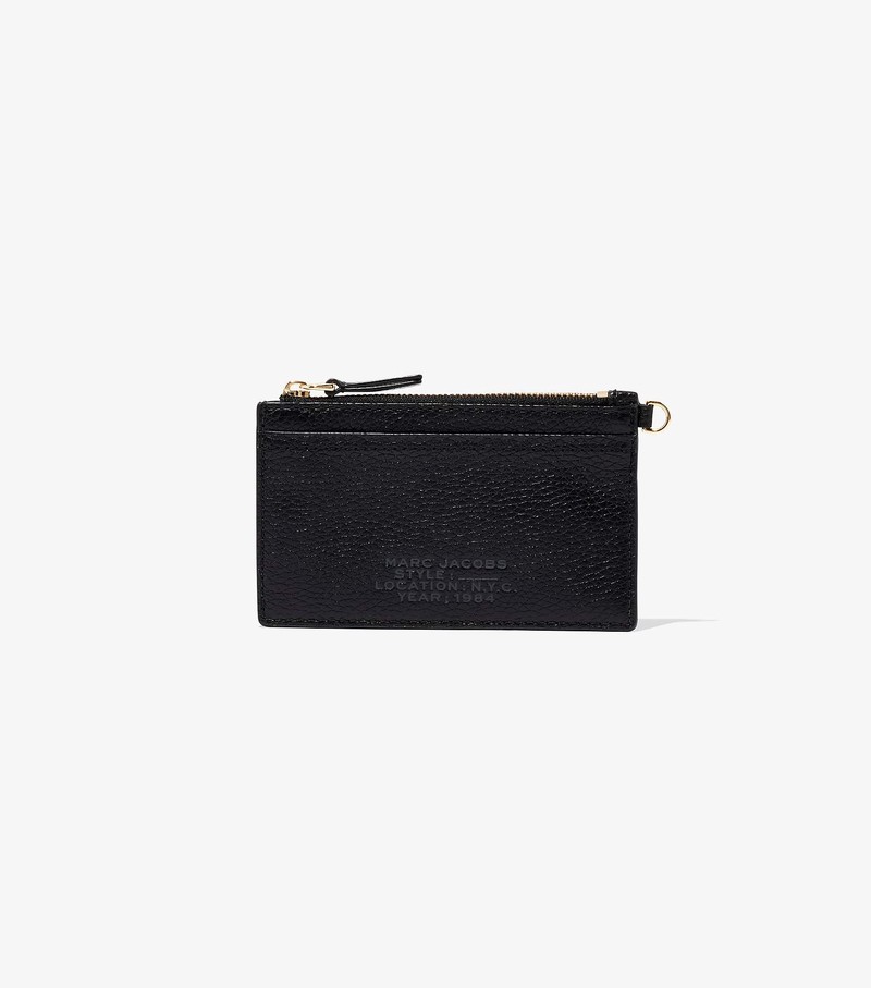 Women's Marc Jacobs Leather Top Zip Wristlet Small Wallets Black | UAE-108567