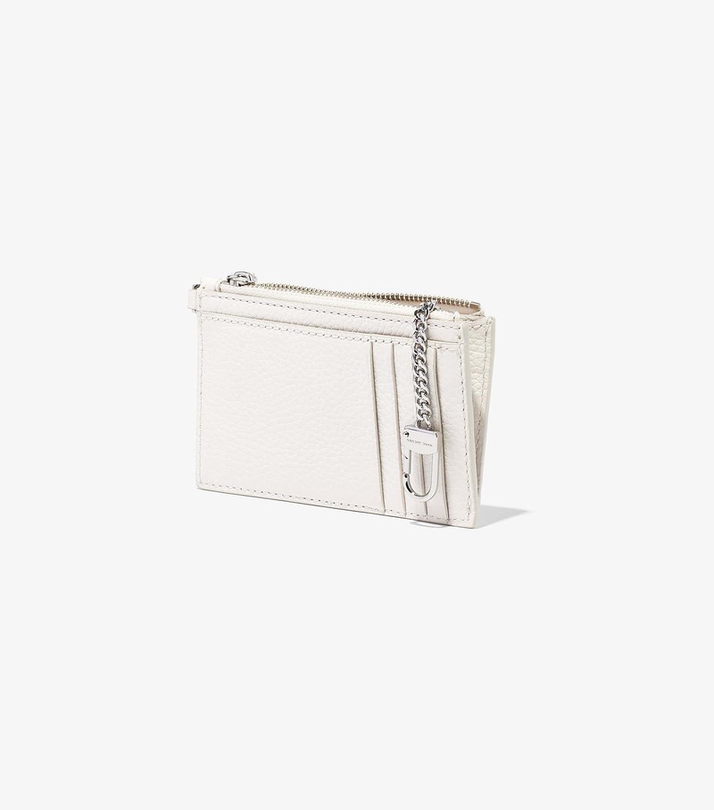 Women's Marc Jacobs Leather Top Zip Wristlet Small Wallets White | UAE-130296