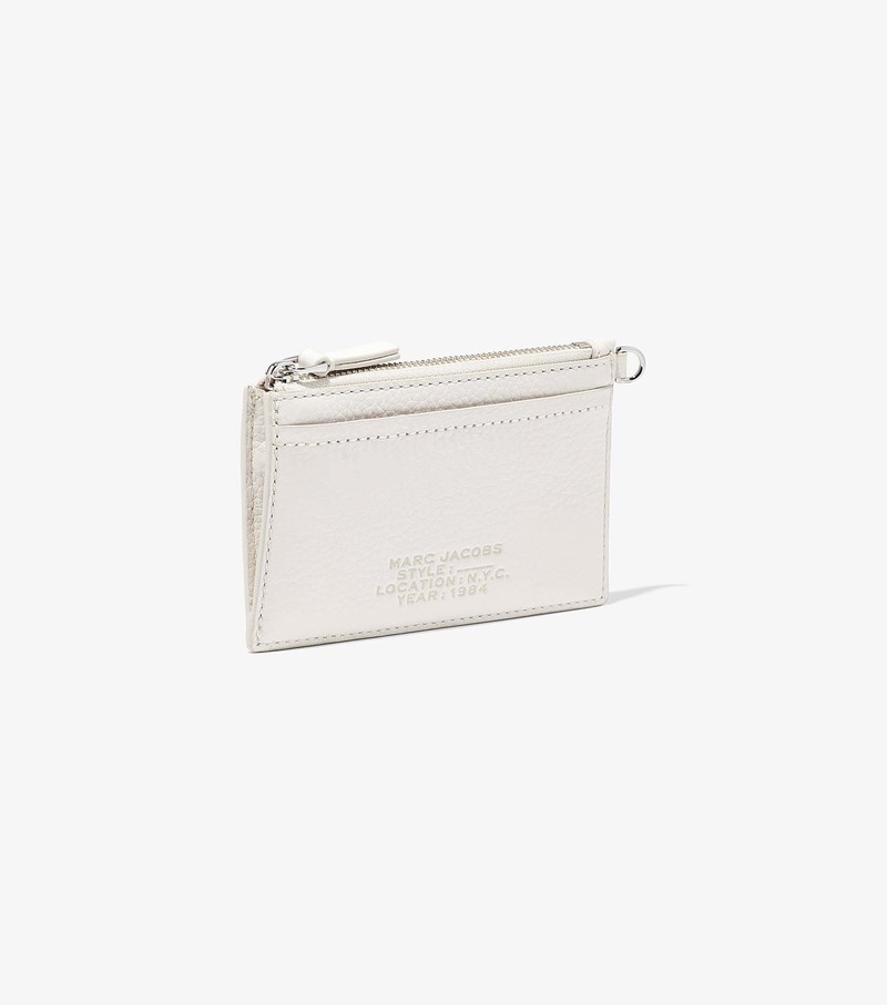 Women's Marc Jacobs Leather Top Zip Wristlet Small Wallets White | UAE-130296