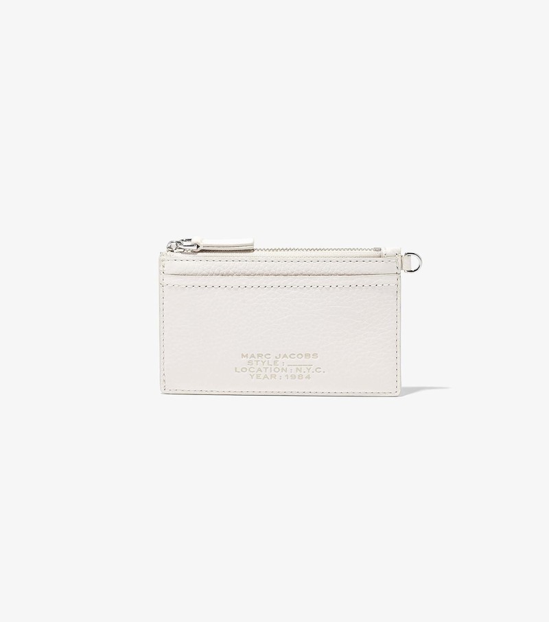 Women's Marc Jacobs Leather Top Zip Wristlet Small Wallets White | UAE-130296