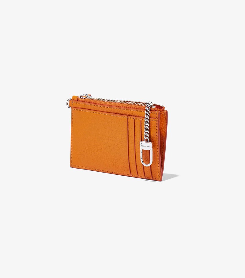 Women's Marc Jacobs Leather Top Zip Wristlet Small Wallets Orange | UAE-130528