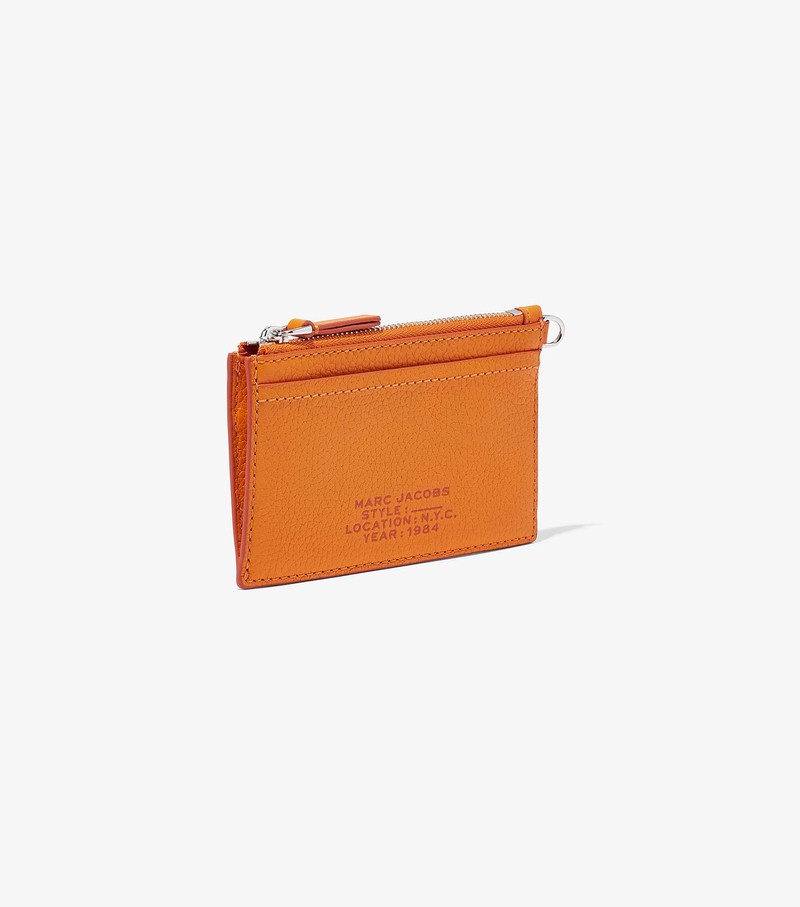 Women's Marc Jacobs Leather Top Zip Wristlet Small Wallets Orange | UAE-130528